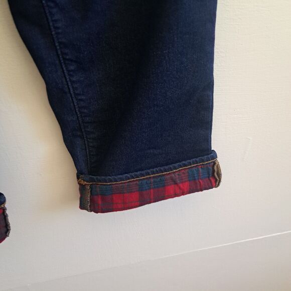 Lands End Woman’s 18 18W Dark Wash Flannel Lined Denim Blue Jeans Straight Leg - Picture 8 of 12